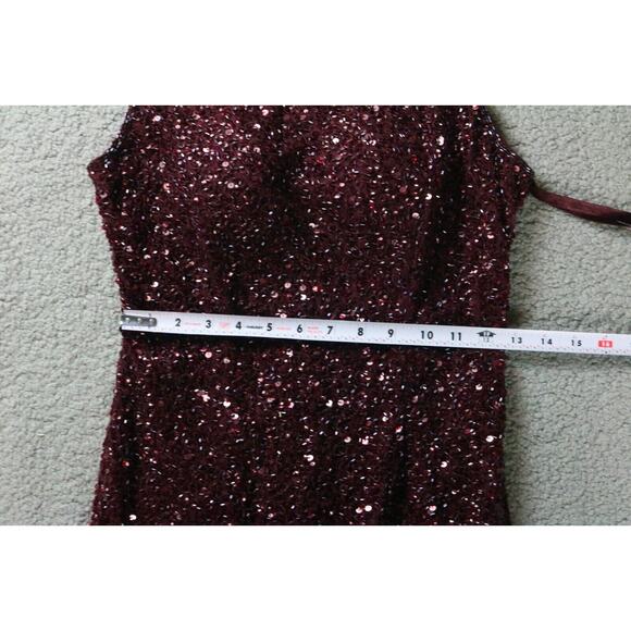 New Mac Duggal Dress 2 Red Burgundy Sleeveless Sequined Midi Sheath 5526 - Picture 8 of 11